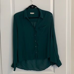 Forrest green sheer blouse